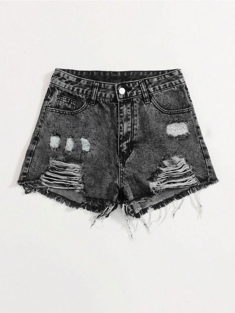 Shorts Denim Frayed - 2026 뉴 빈티지 워싱 데님 반바지