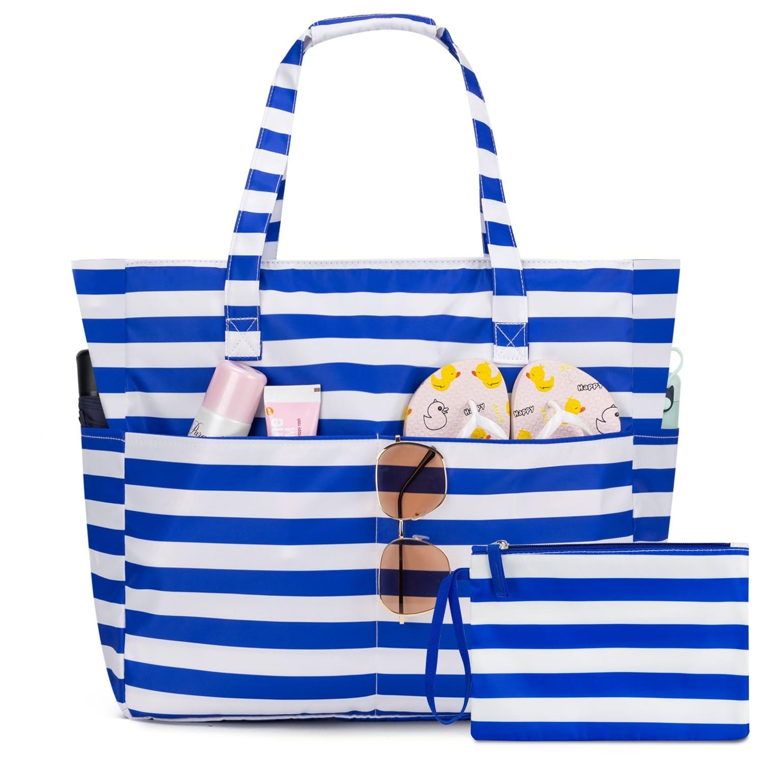 Tote Bag Beach - 여성용 방수 모래방지 비치백, 대형 지퍼