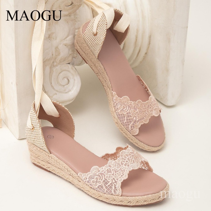 Wedge Espadrille Women - 여성용 보호 웨지 에스파드리유 샌들 발목