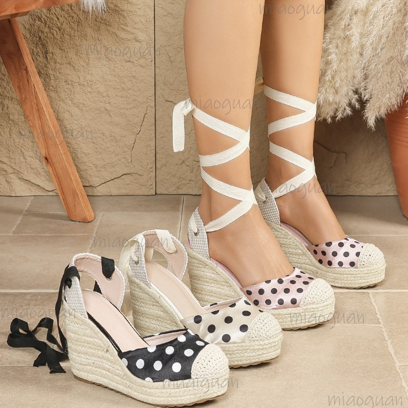 2026 새 봄 여름 여성용 도트 에스파드리유 웨지 샌 - Wedge Espadrille Women 리뷰 및 가격