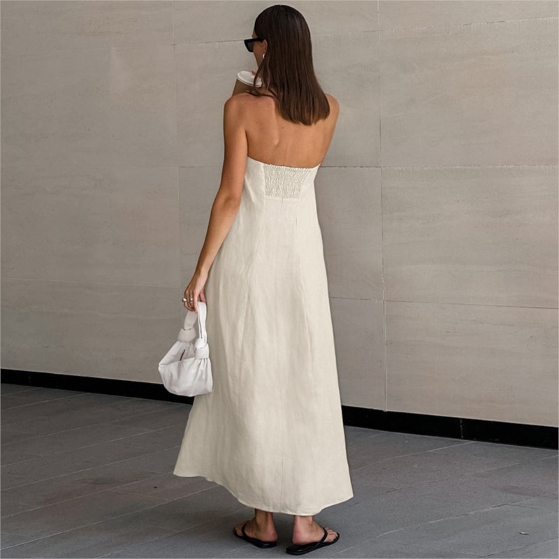 패션 우아한 심플한 디자인 Strapless 코튼 린넨 - Linen Dress Wrap 리뷰 및 가격