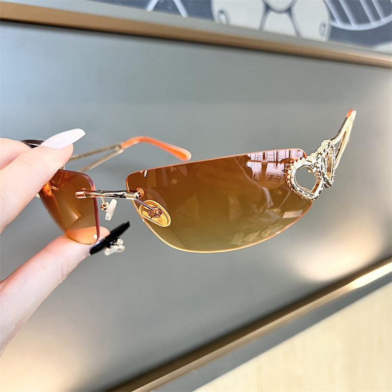 새로운 타원형 캣아이 프레임리스 머큐리 선글라스, 하트 - Sunglasses Cat Eye 리뷰 및 가격
