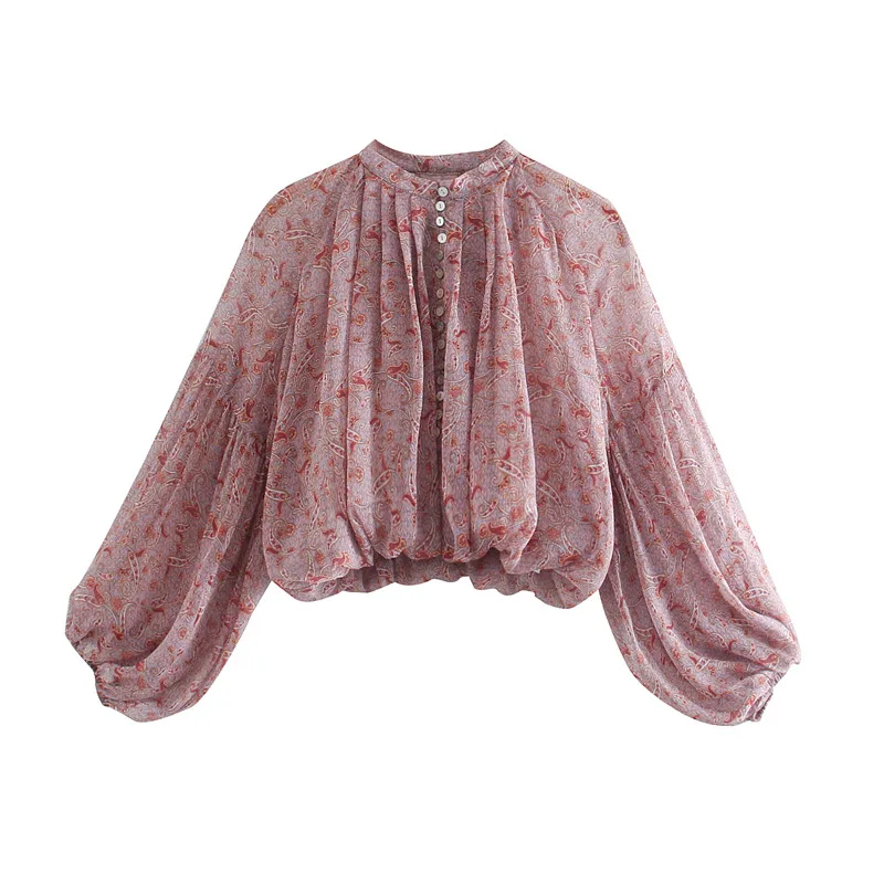 TEELYNN 여성용 퍼프 긴팔 보호 블라우스 셔츠,  - Romper Floral Print 리뷰 및 가격