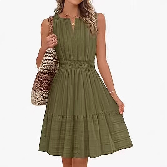 봄 여름 여성 민소매 랩 V넥 플리츠 코튼 린넨 드레스 - Linen Dress Wrap 리뷰 및 가격