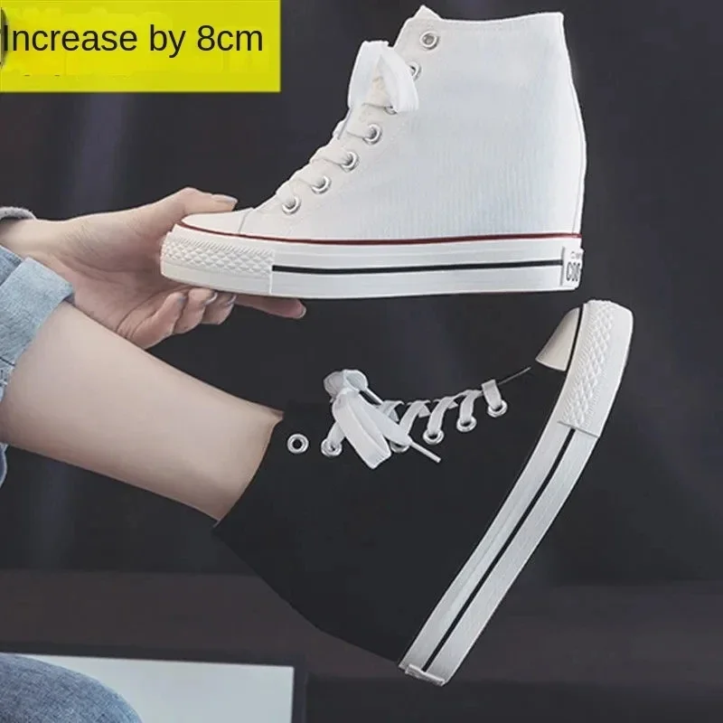 여성용 8cm 플랫폼 캔버스 슈즈, 히든 힐, 하이탑  - Wedge Espadrille Women 리뷰 및 가격