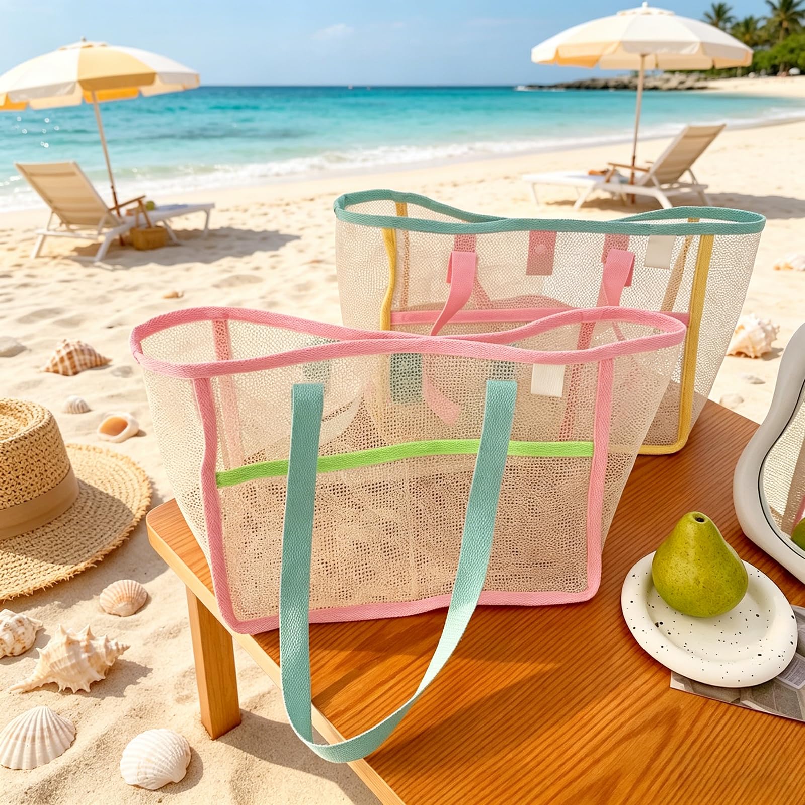 여성용 비치백, 화려한 접이식 그물망 모래 가방, 여행 - Tote Bag Beach 리뷰 및 가격
