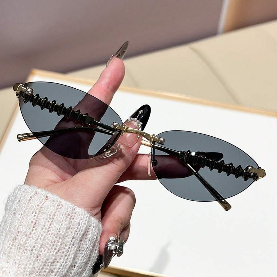 INS 메탈 리벳 프레임리스 캣아이 패션 안경, 유니섹 - Sunglasses Cat Eye 리뷰 및 가격