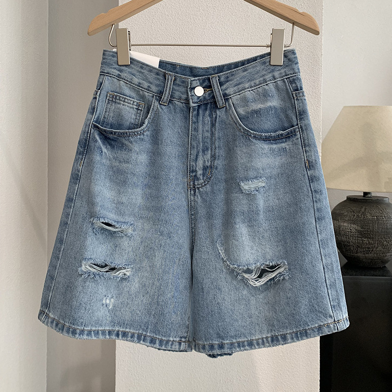 데님 반바지 여성 청바지 빈티지 스트레이트 팬츠 루즈핏 - Shorts Denim Frayed 리뷰 및 가격