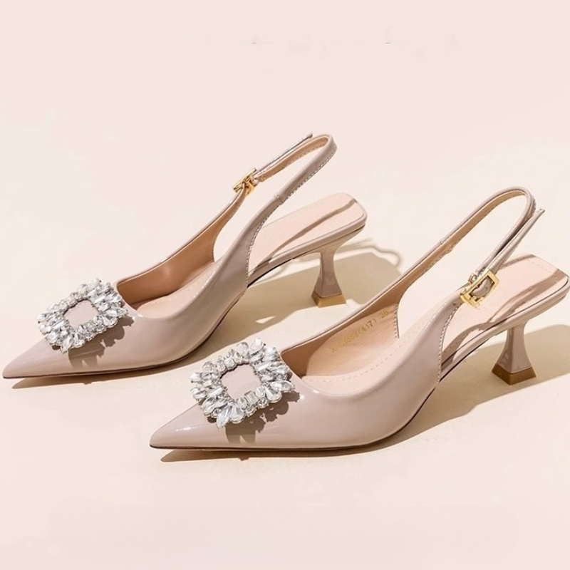 여름 여성 샌들 새 여성 신발 포인티드 토 얕은 누드  - Sandal Strappy Heeled 리뷰 및 가격